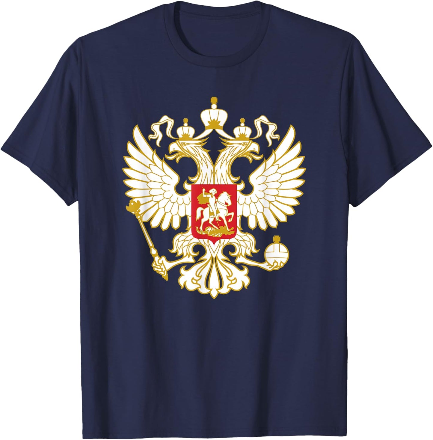 Russian Eagle Coat of Arms Russia Russian Flag T-Shirt - T-Shirt | Navy