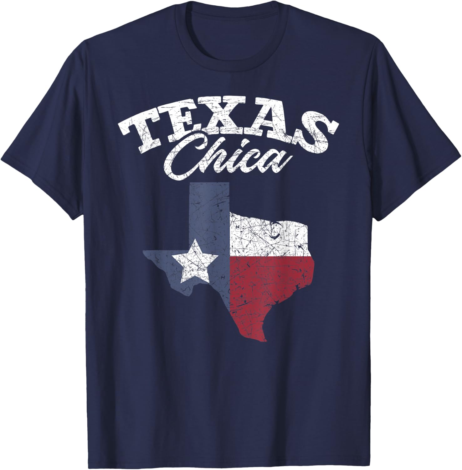 Patriotic Texan Women Girls Texas Chica Texas Flag Texas T-Shirt - T-Shirt | Navy