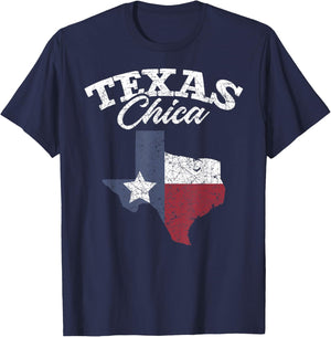 Patriotic Texan Women Girls Texas Chica Texas Flag Texas T-Shirt - T-Shirt | Navy