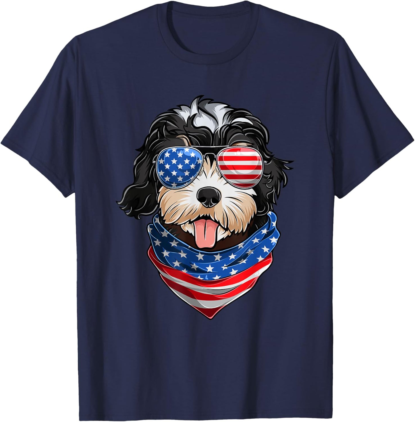 American Flag Golden Doodle Shirts, Fourth Of July Pet Lover T-Shirt - T-Shirt | Navy