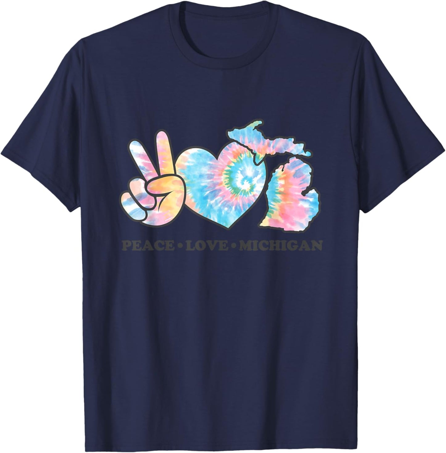 Peace Love Michigan T-Shirt - T-Shirt | Navy