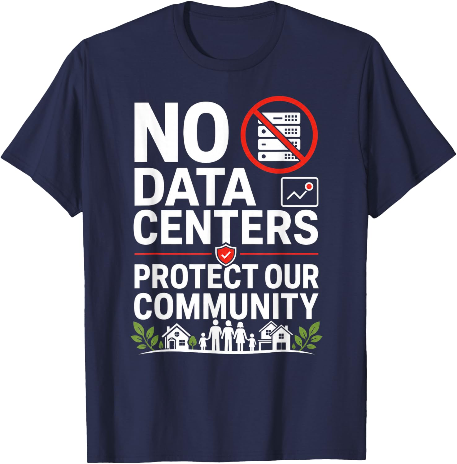 No Data Centers Protect Our Community Retro T-Shirt - T-Shirt | Navy