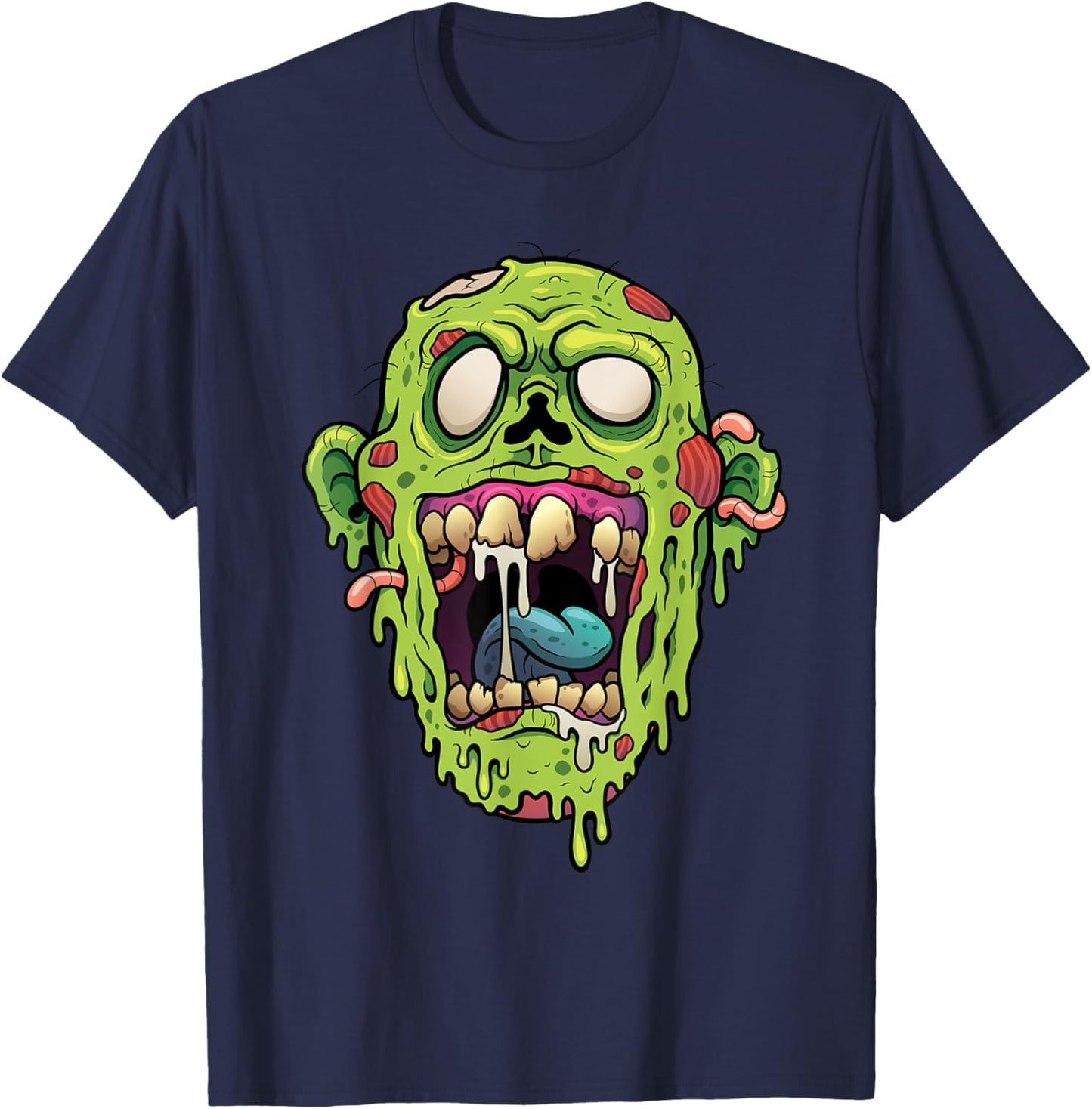 Scary Halloween Cartoon Zombie Gift T-Shirt - T-Shirt | Navy