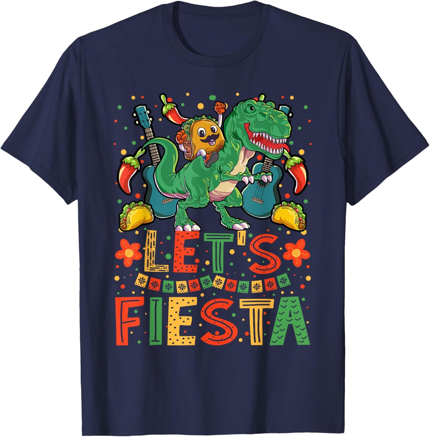Taco Dinosaur Cinco de Mayo Taco Shirt Boys Kids Mexican T-Shirt - T-Shirt | Navy