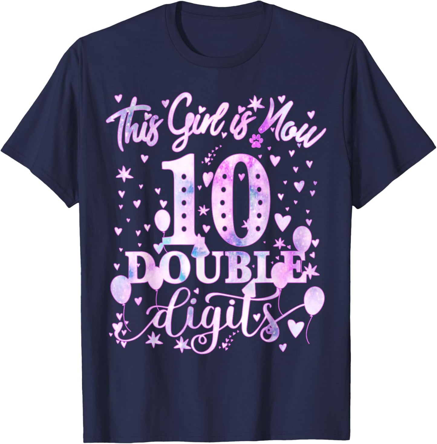 10th Birthday Gift This Girl Is Now 10 Double Digits Tie Dye T-Shirt - T-Shirt | Navy