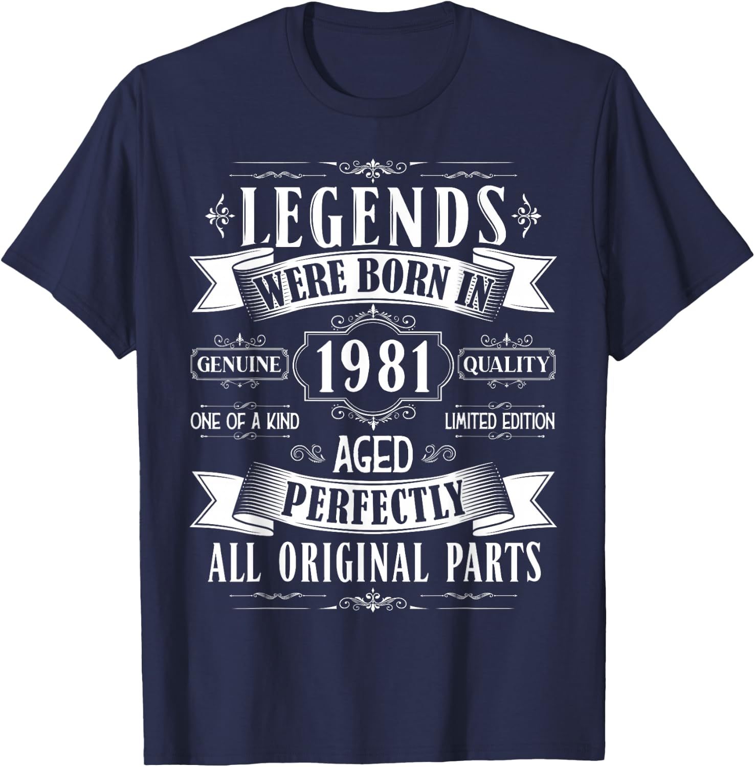 Legends Born in 1981 44th Birthday 44 Years Old Bday Men T-Shirt - T-Shirt | Navy