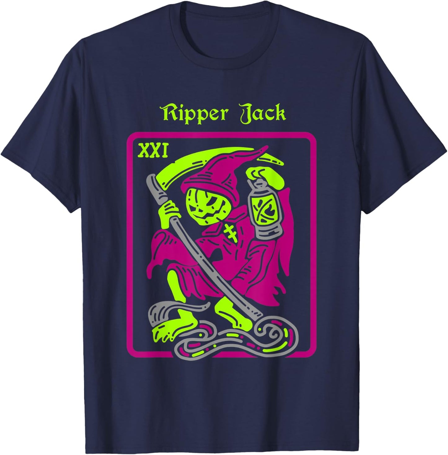 Ripper Jack Tarot Card Halloween Occult Decor Men Women T-Shirt - T-Shirt | Navy