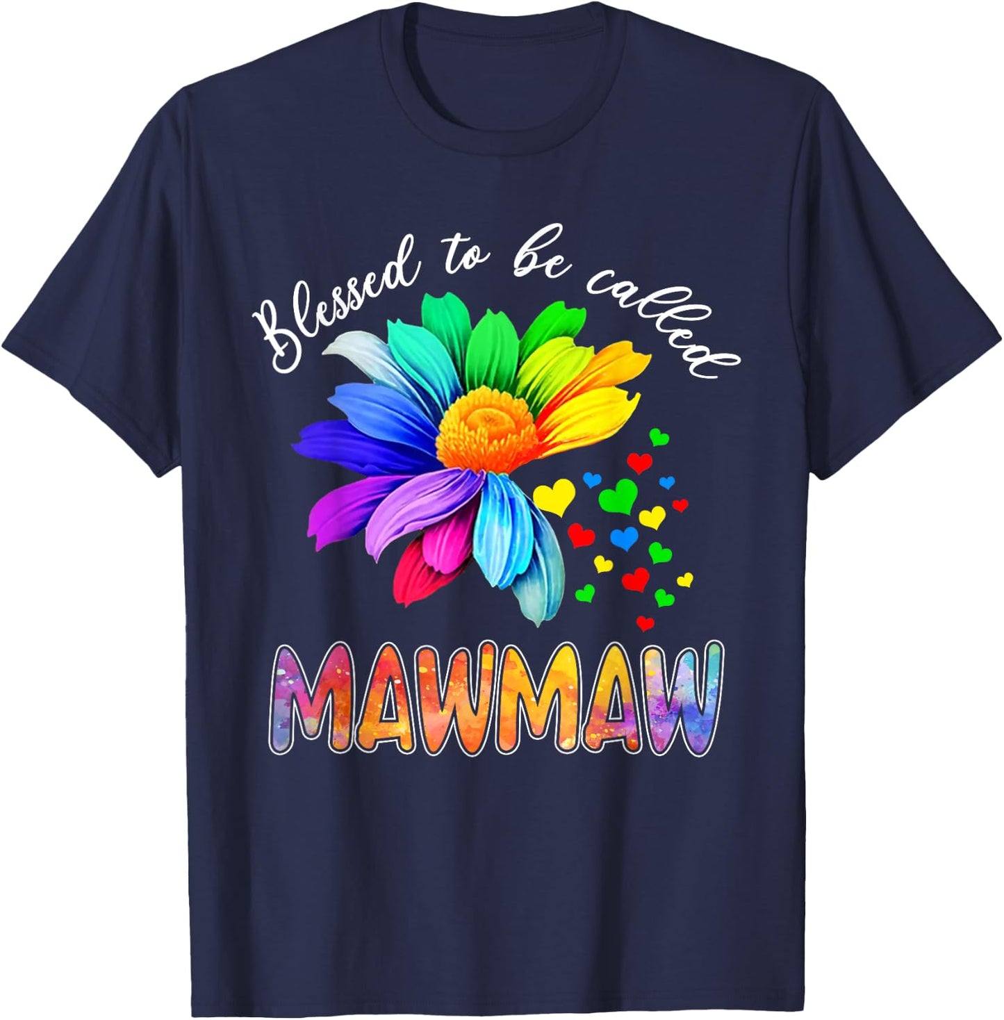 Blessed To Be Called Mawmaw Shirt Sunflower Rainbow Lovers T-Shirt - T-Shirt | Navy