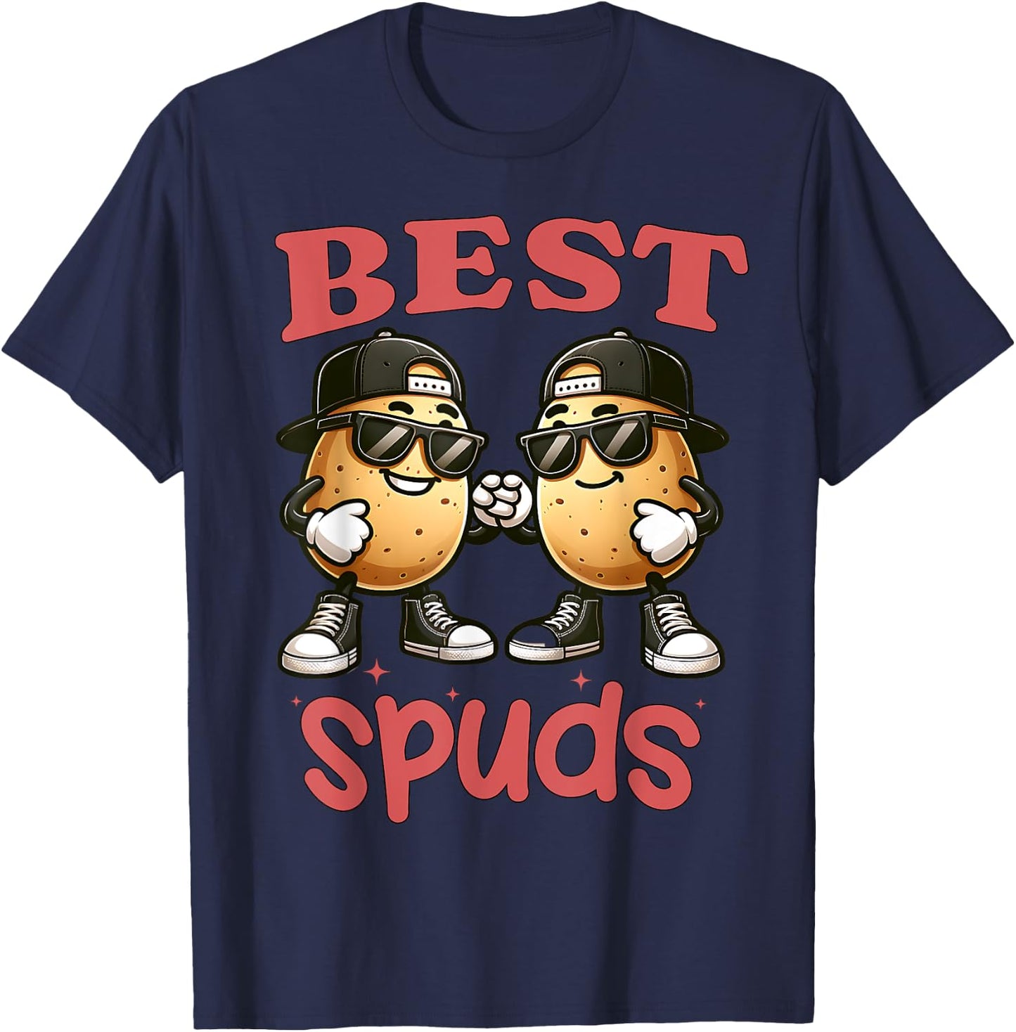 Best Spuds Twin Day Matching Potatoes Funny Best Friend Boys T-Shirt - T-Shirt | Navy