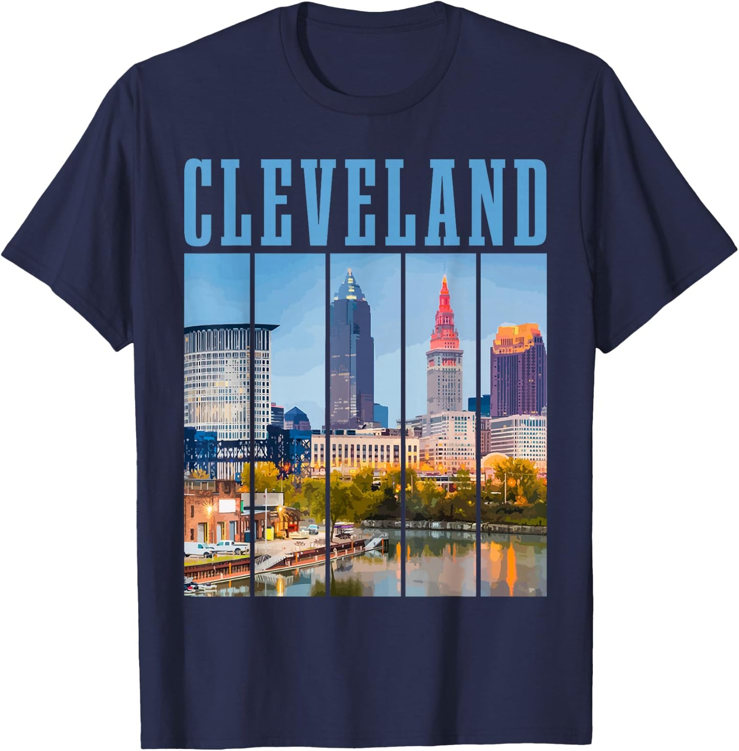 Cleveland Skyline 216 Ohio Vintage Pride T-Shirt - T-Shirt | Navy
