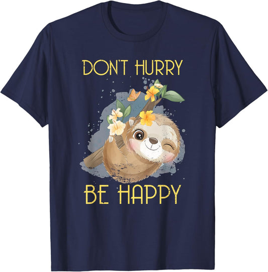 Dont Hurry Be Happy Sloth T-Shirt - T-Shirt | Navy