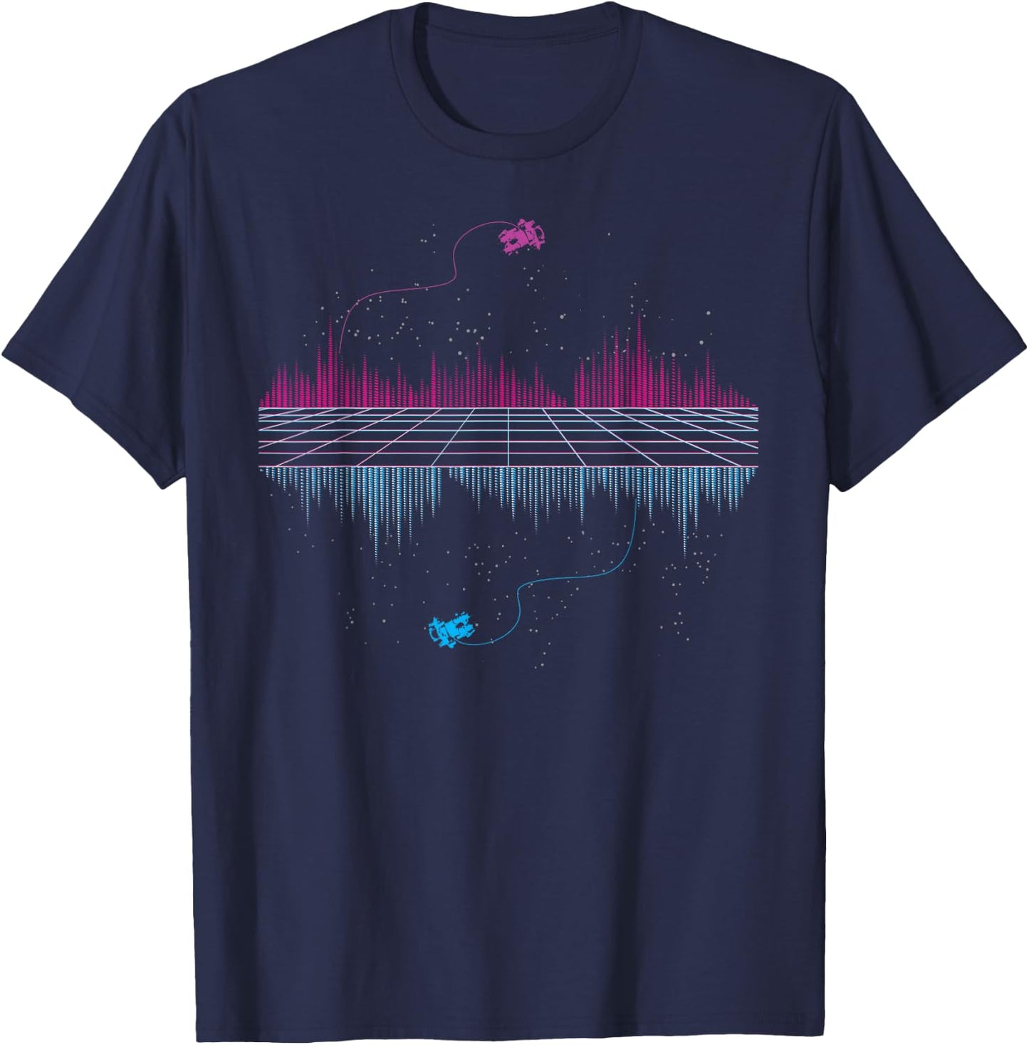 Outrun Synthwave Soundwave Vaporwave aesthetic T-Shirt - T-Shirt | Navy