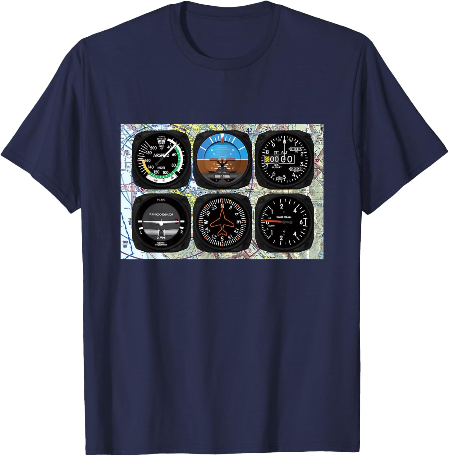 Aviation Pilot 6 Pack Instrument T-Shirt - T-Shirt | Navy