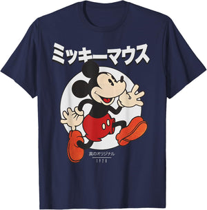 Disney Mickey and Friends Mickey Mouse Kanji Portrait Small T-Shirt - T-Shirt | Navy
