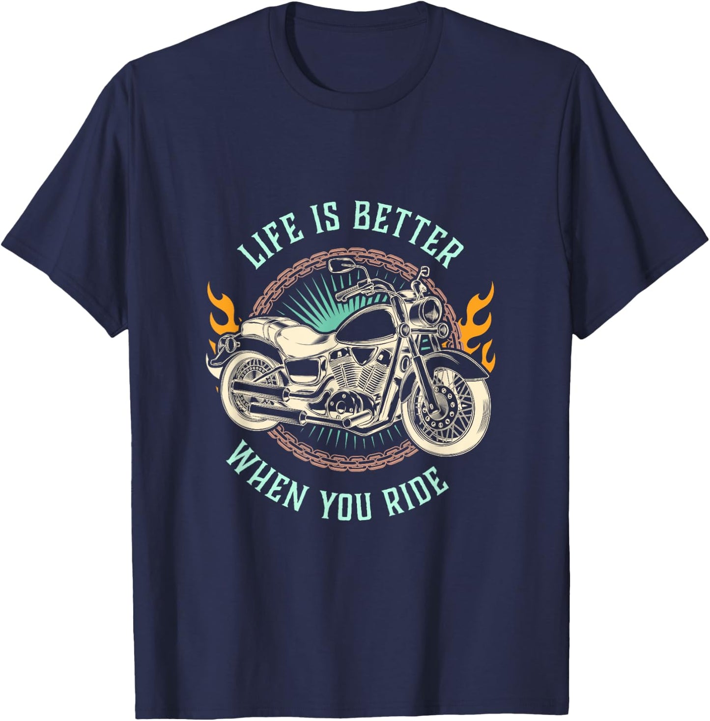 Life is Better When You Ride Motorcycle Biker T-Shirt - T-Shirt | Navy