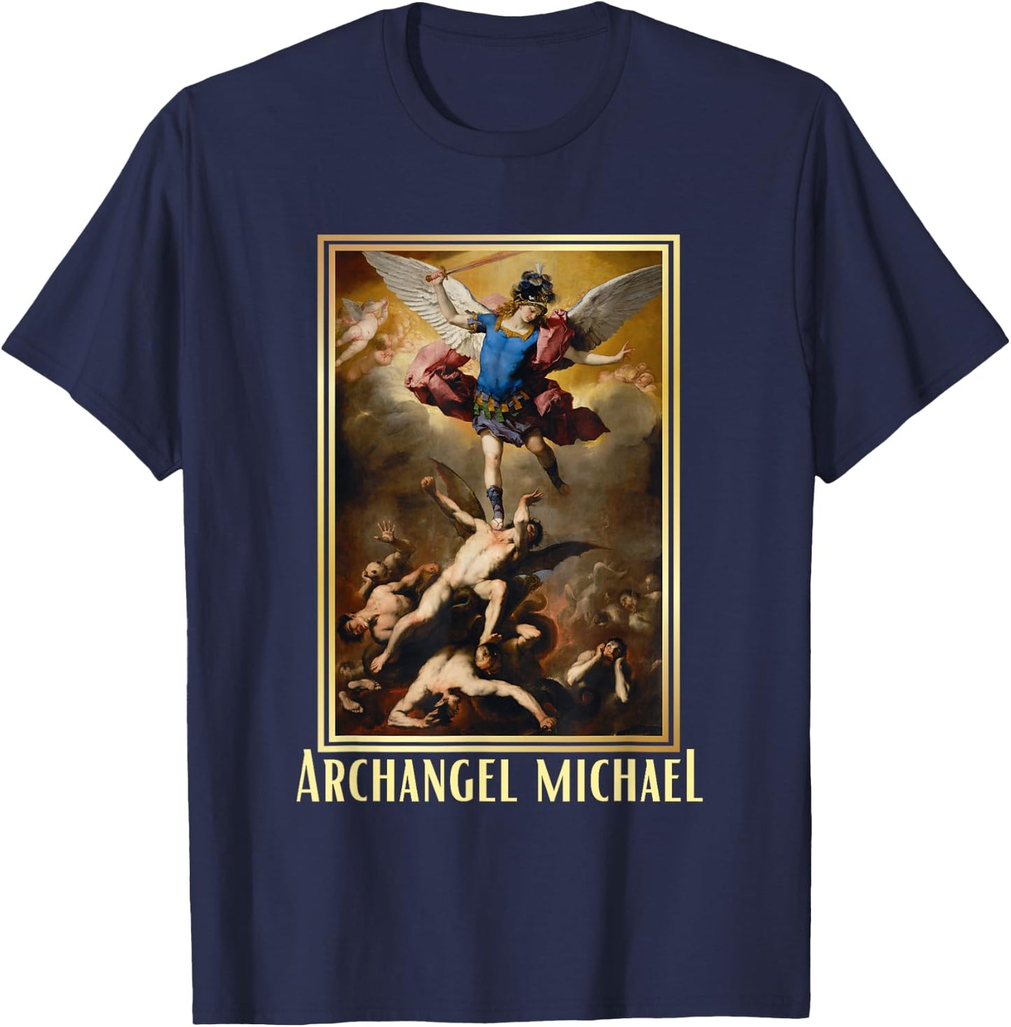 St Michael the Archangel - Protector Catholic Church Angel T-Shirt - T-Shirt | Navy