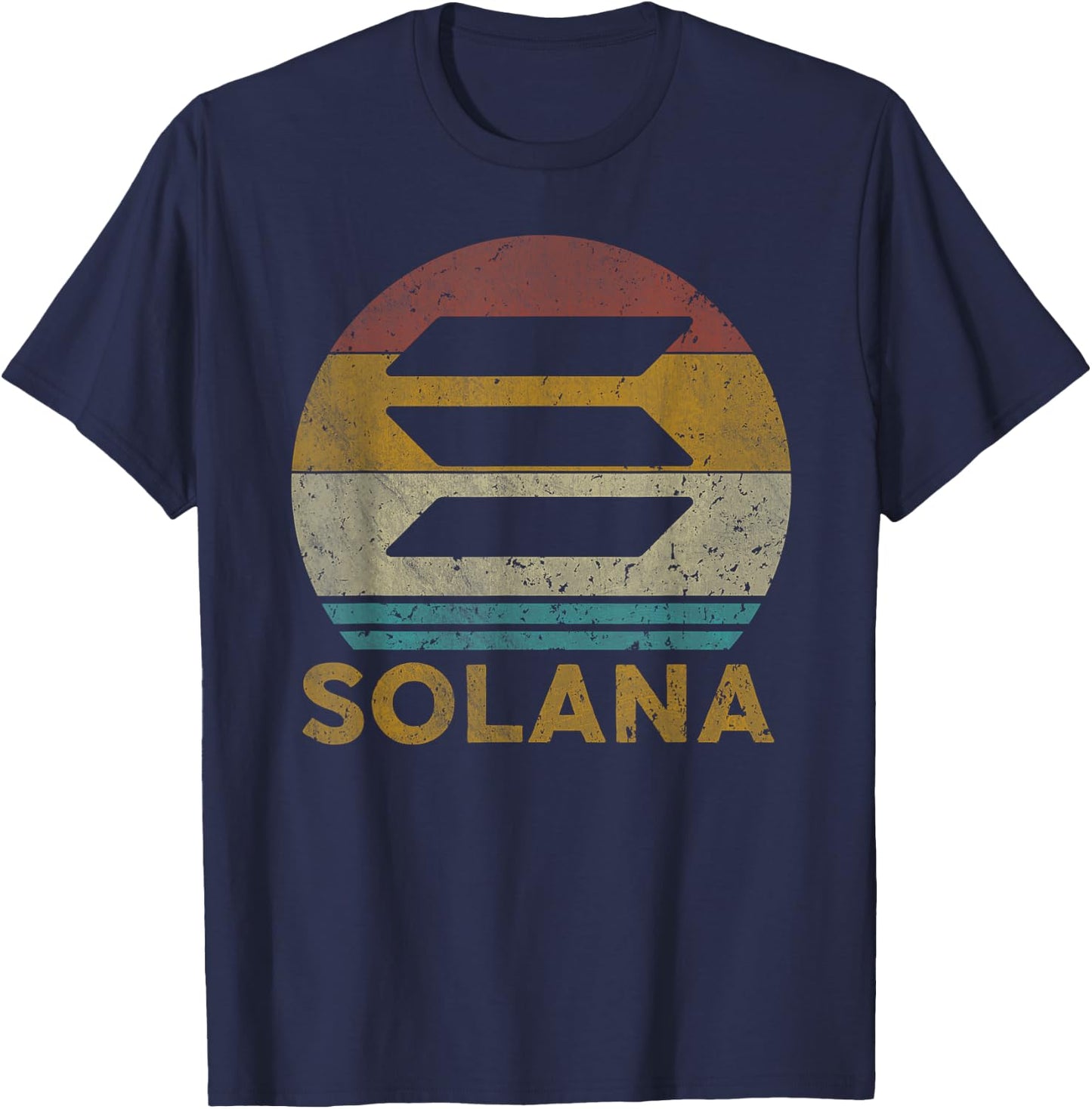 Vintage Solana SOL Crypto Blockchain to The Moon T-Shirt - T-Shirt | Navy