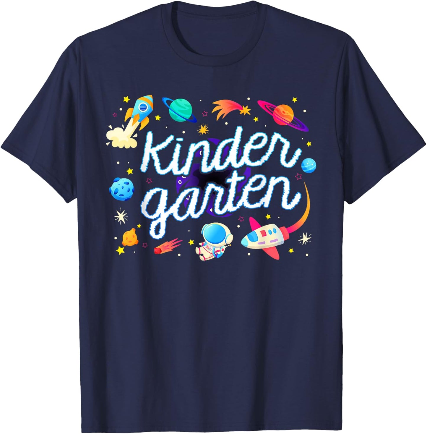 Kindergarten Astronaut Planets Space Back To School Kids T-Shirt - T-Shirt | Navy