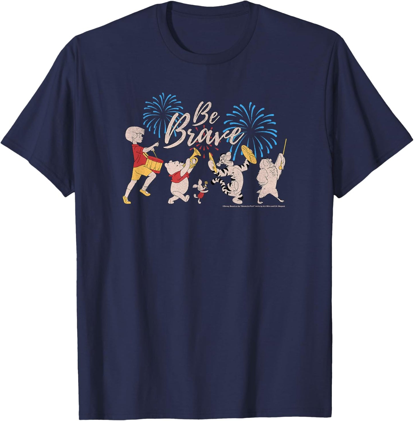 Disney Winnie The Pooh Be Brave 4th Of July Group T-Shirt - T-Shirt | Navy
