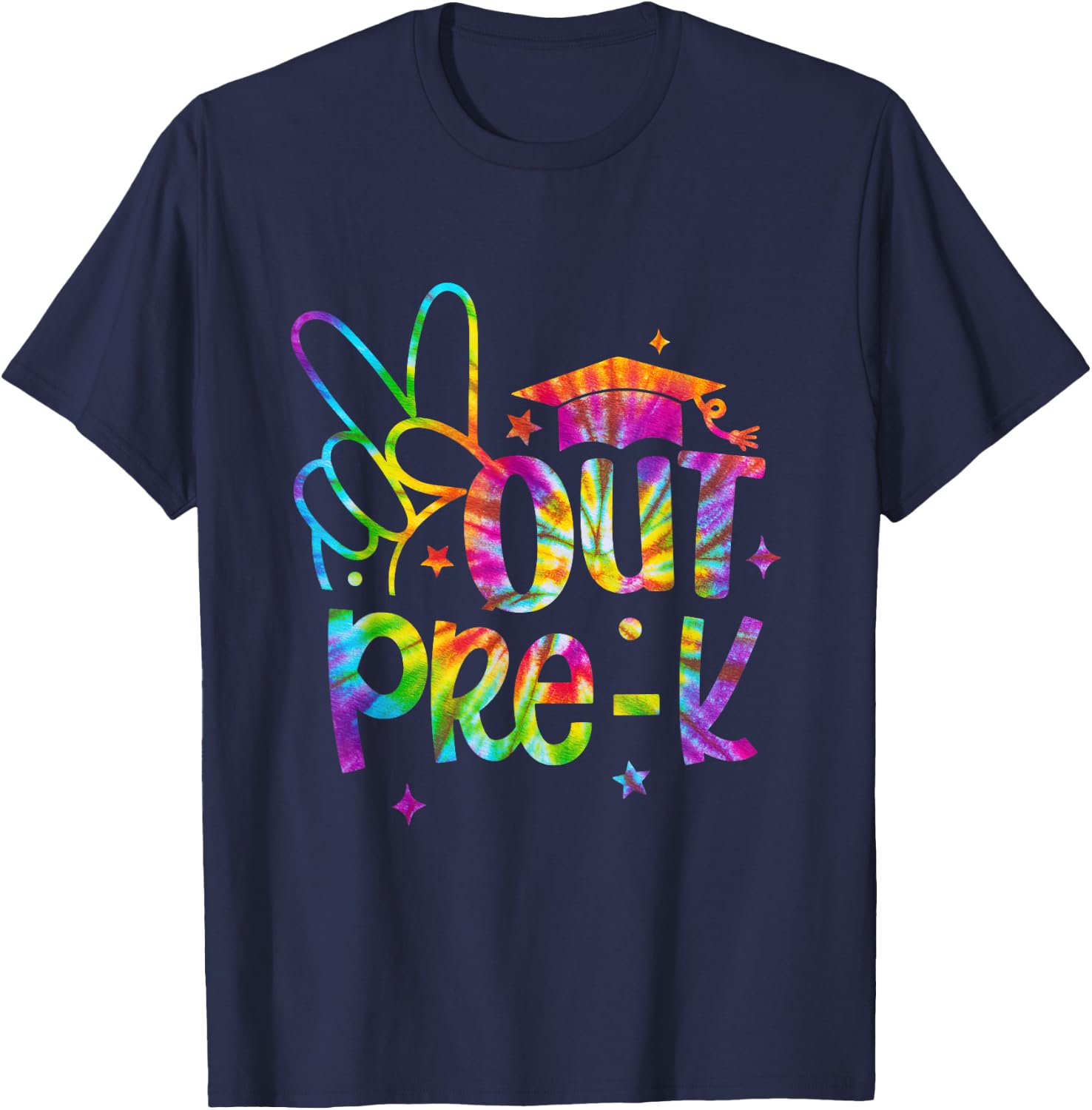 Peace Out Pre-K Preschool Happy Last Day Of School Tie Dye T-Shirt - T-Shirt | Navy