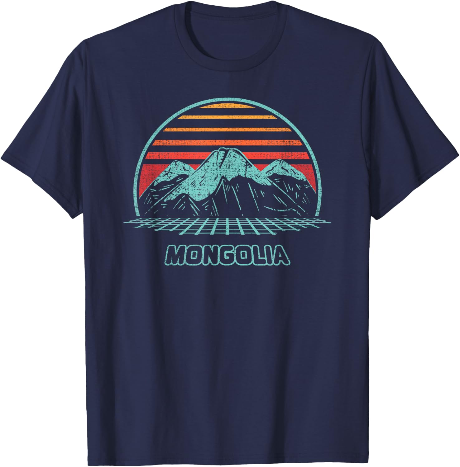 Mongolia Retro Vintage 80s Style T-Shirt - T-Shirt | Navy