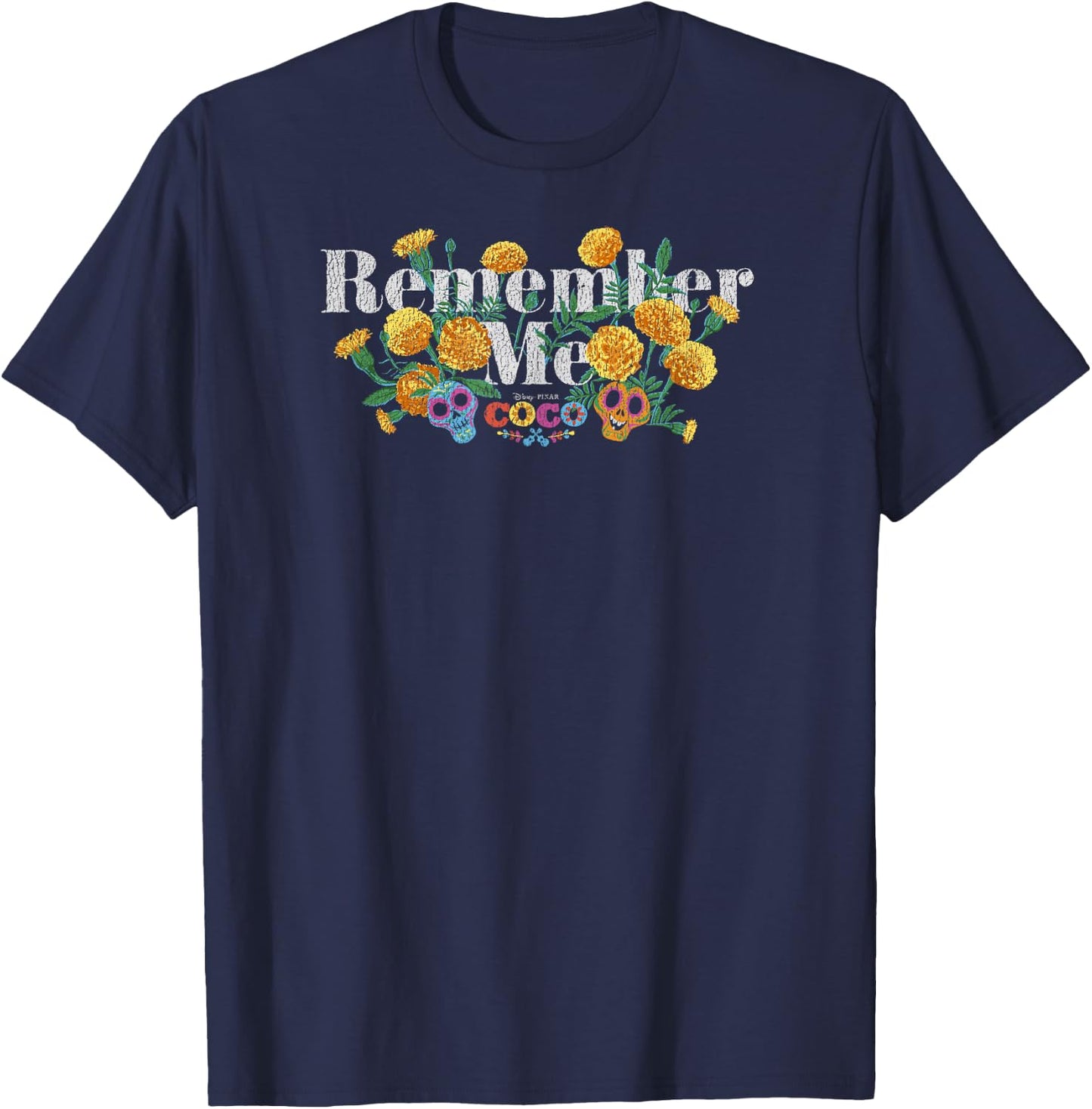 Disney Pixar Coco Remember Me Floral Logo T-Shirt - T-Shirt | Navy