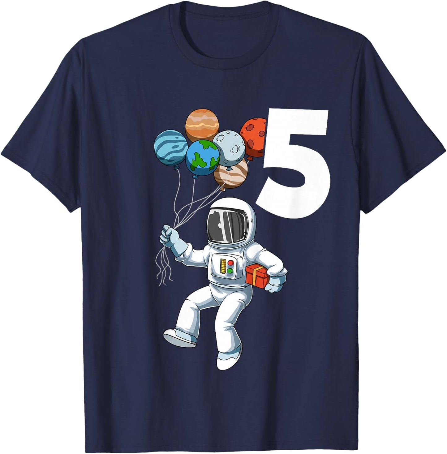 Astronaut Birthday Outfit 5 Outer Space 5th Birthday Party T-Shirt - T-Shirt | Navy