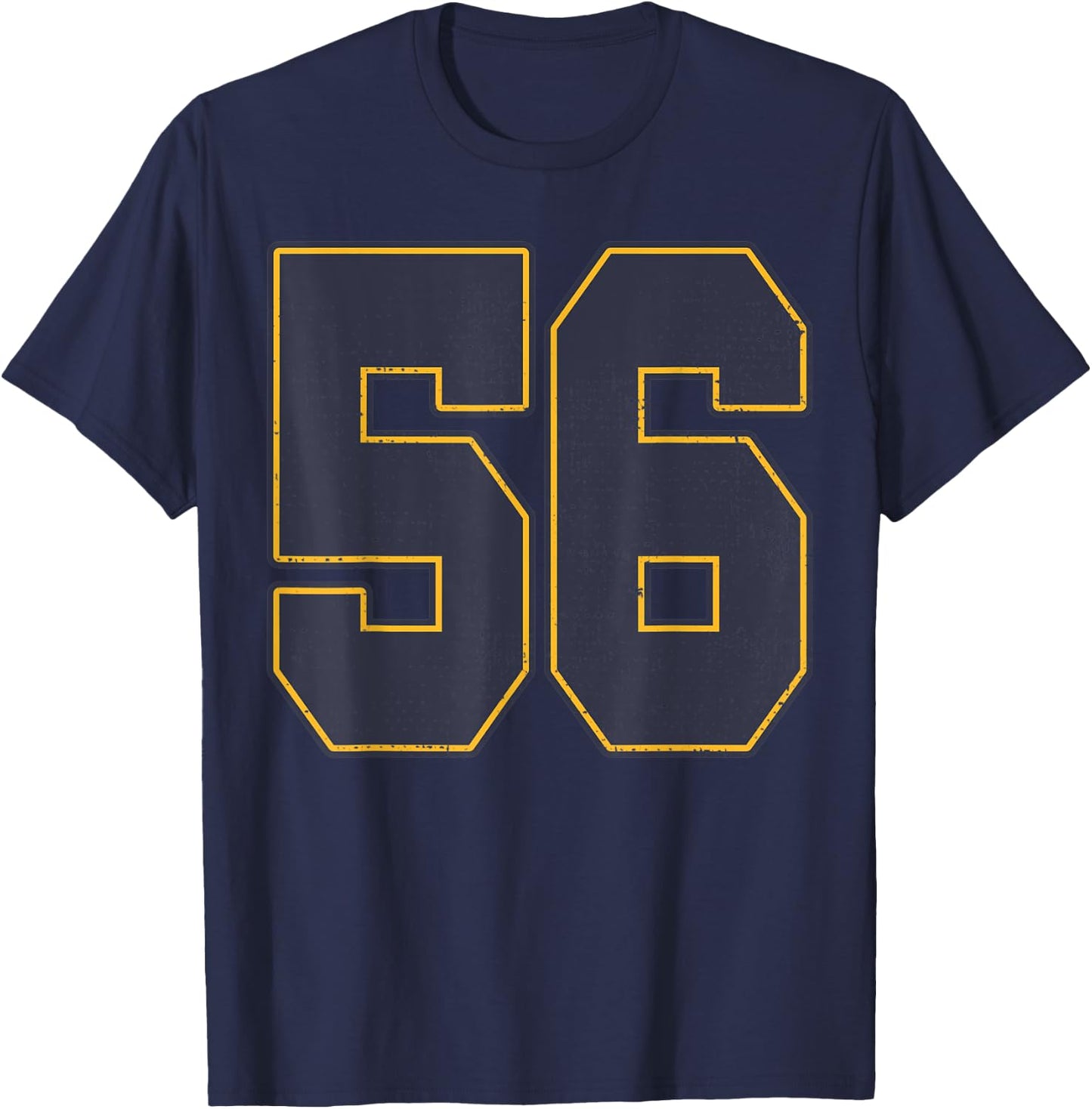 #56 Outline Number 56 Fan Varsity Sports Team Red Jersey T-Shirt - T-Shirt | Navy