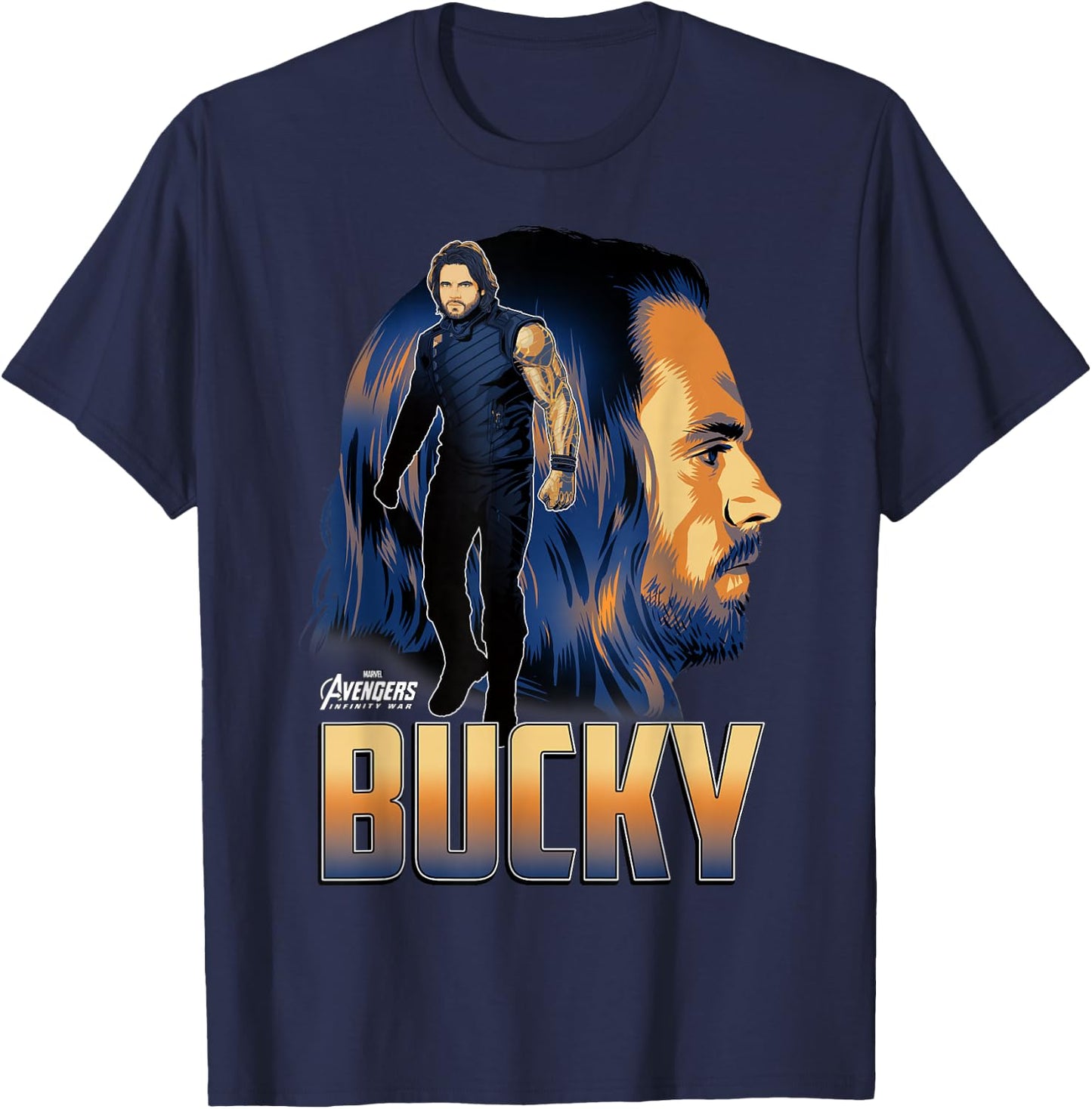Marvel Infinity War Bucky Big Head Profile Graphic T-Shirt - T-Shirt | Navy