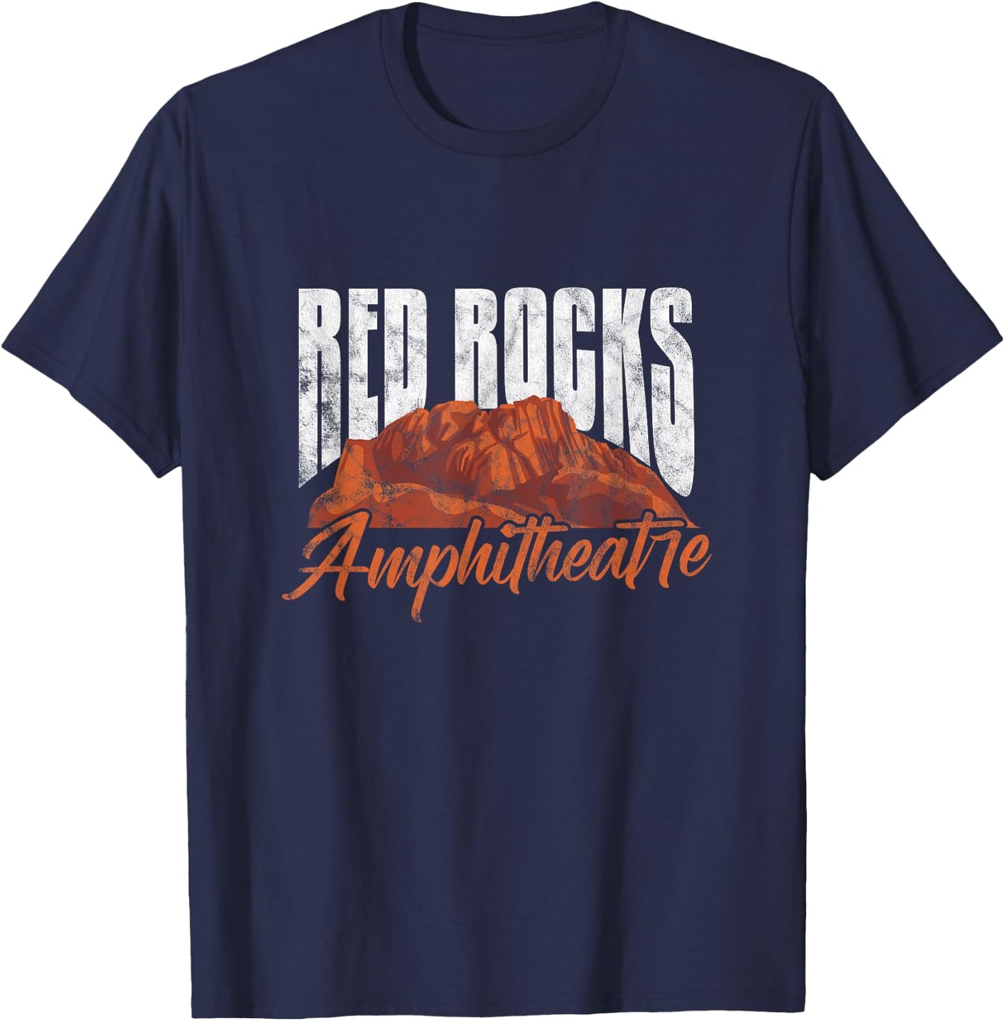 Red Rocks Amphitheatre Morrison Colorado Concerts Distressed T-Shirt - T-Shirt | Navy