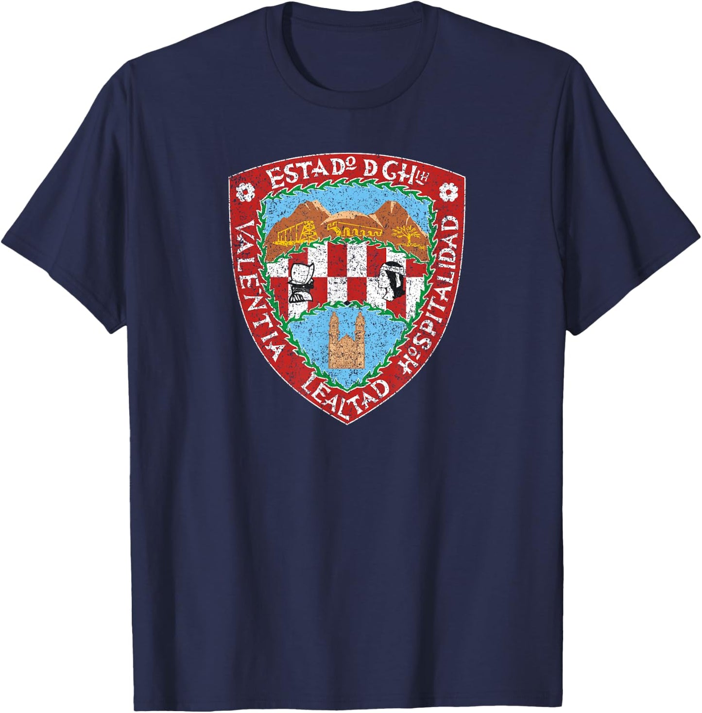 State of Chihuahua Mexico Flag Coat of Arms T-Shirt - T-Shirt | Navy