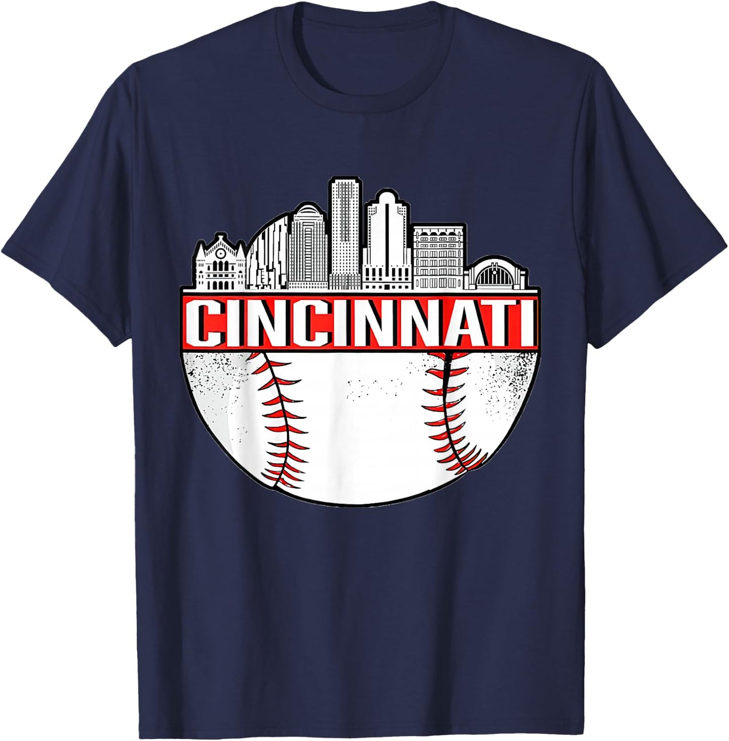 Vintage Cincinnati Ohio Skyline Apparel T-Shirt - T-Shirt | Navy