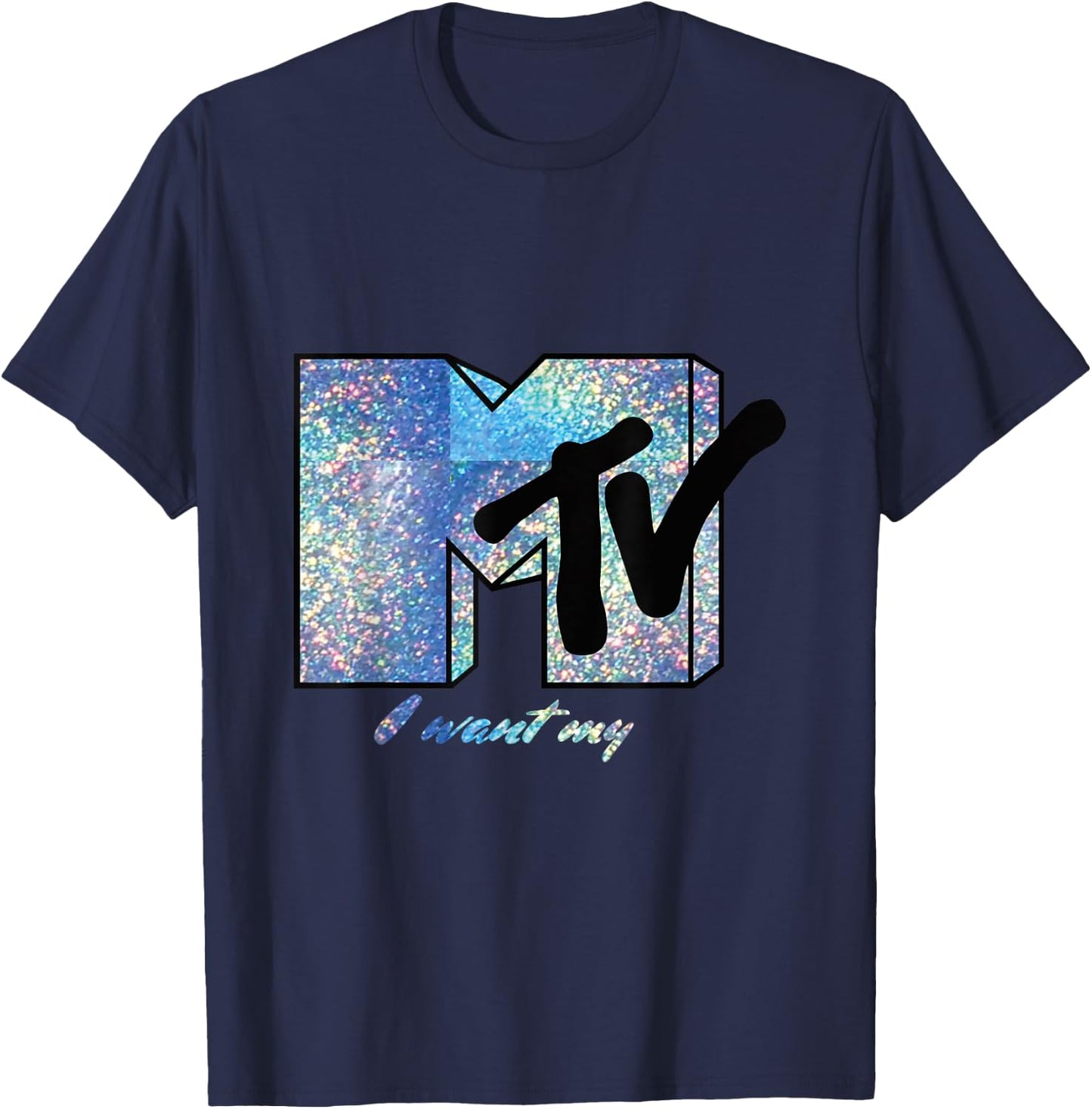 I Want My MTV Sparkly Logo T- Shirts T-Shirt - T-Shirt | Navy