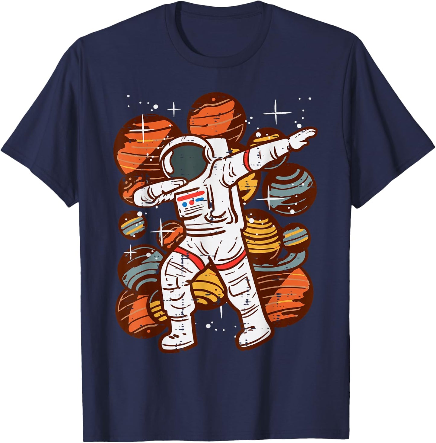 Dabbing Astronaut Planets Space Dance Boys Girls Kids Youth T-Shirt - T-Shirt | Navy