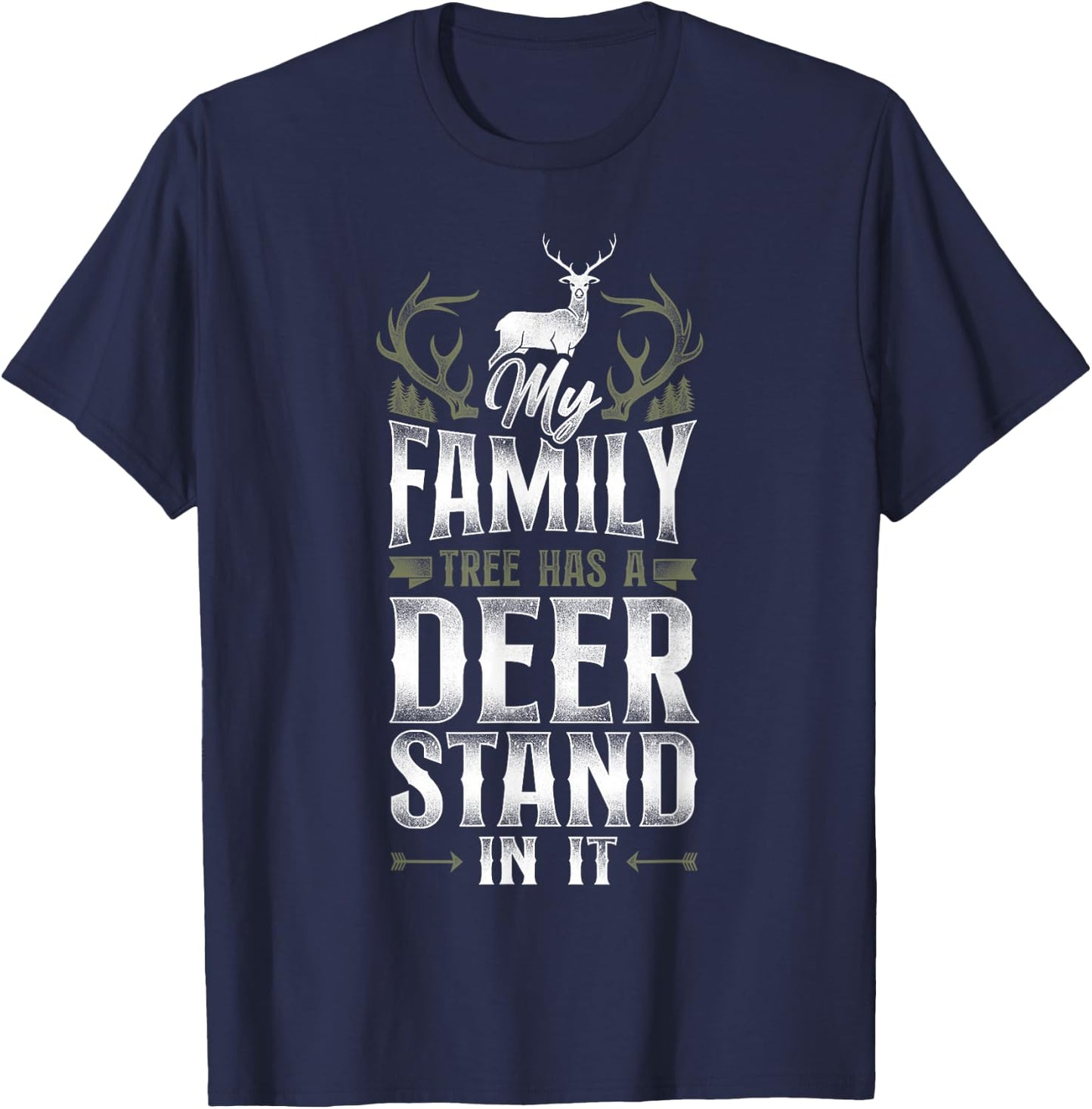 Buck Deer Hunting Hunter Vintage My Family Tree Has A Deer T-Shirt - T-Shirt | Navy