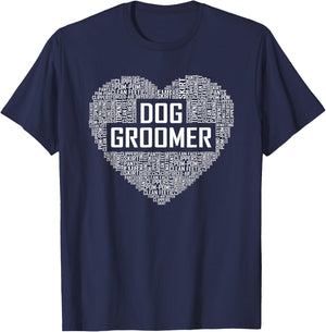 Dog Groomer Heart Gifts Pet Care Spa Treatment T-Shirt - T-Shirt | Navy