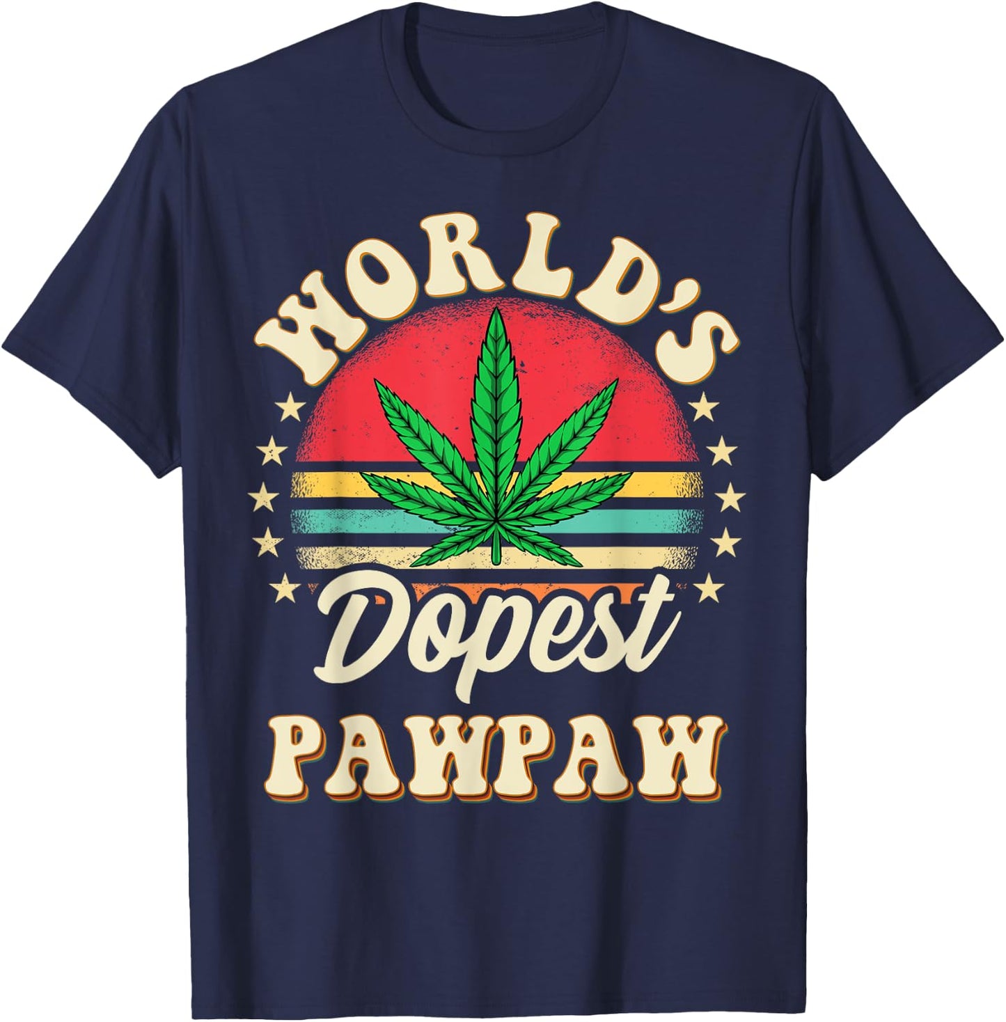Funny 420 Weed Pot Vintage Matching Worlds Dopest Pawpaw T-Shirt - T-Shirt | Navy