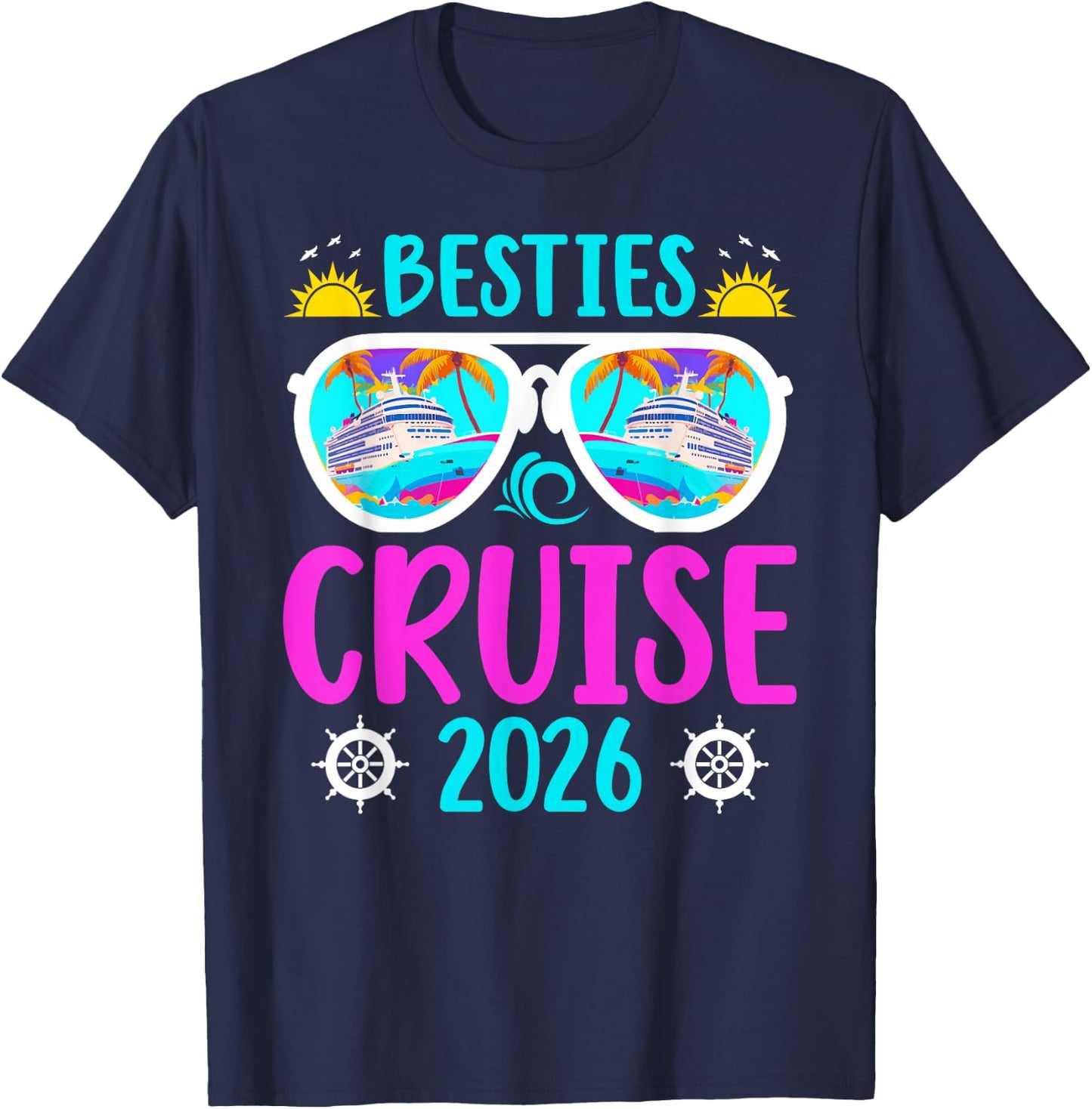 Besties Cruise Trip 2026 Vacation Best Friend Cruising T-Shirt - T-Shirt | Navy