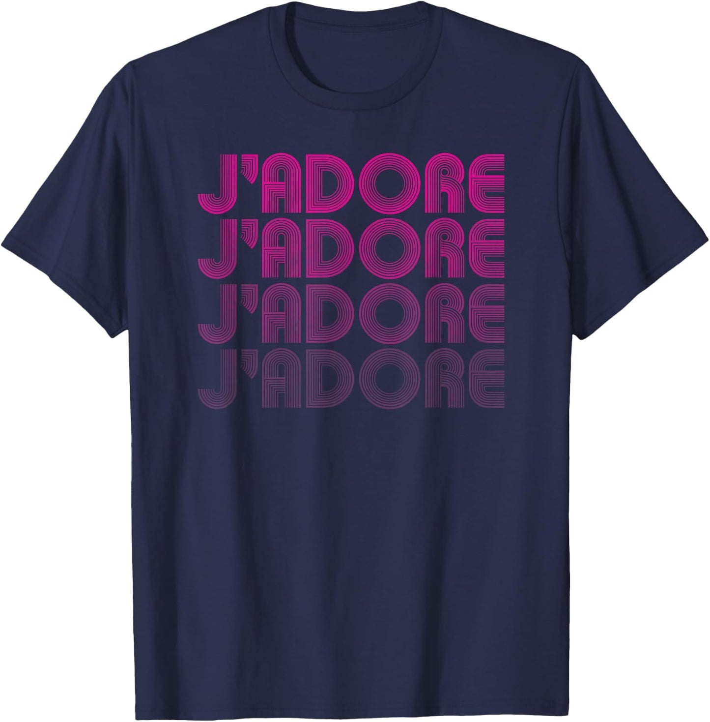 J'Adore Retro Vintage 70s French T-Shirt - T-Shirt | Navy