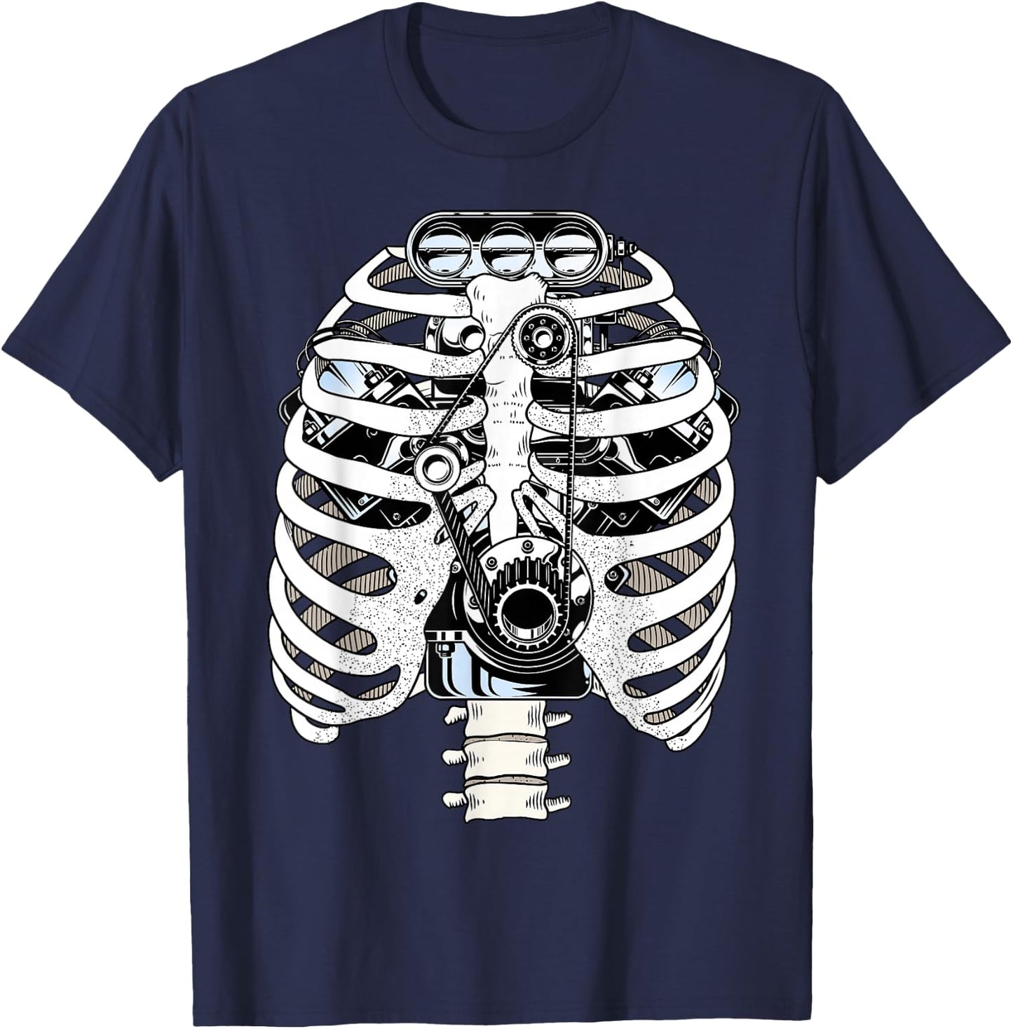 Car Mechanic Halloween Graphic Mechanics Skeleton Engineer T-Shirt - T-Shirt | Navy