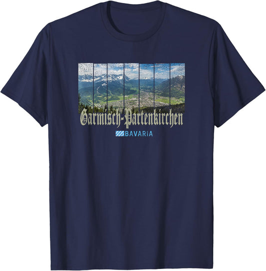 Garmisch-Partenkirchen Vintage Bavaria Germany Souvenir T-Shirt - T-Shirt | Navy