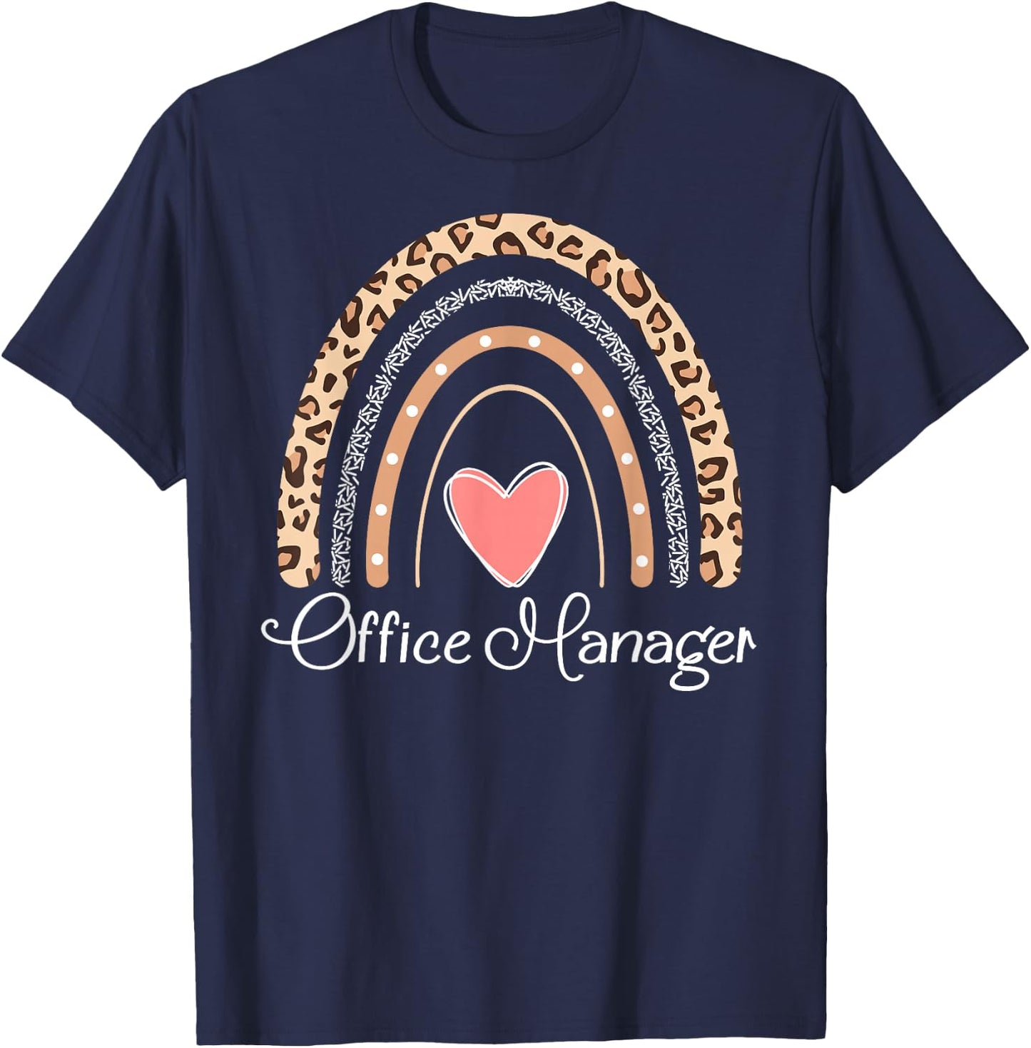 Office Manager Boho Rainbow Funny School Office Manager T-Shirt - T-Shirt | Navy