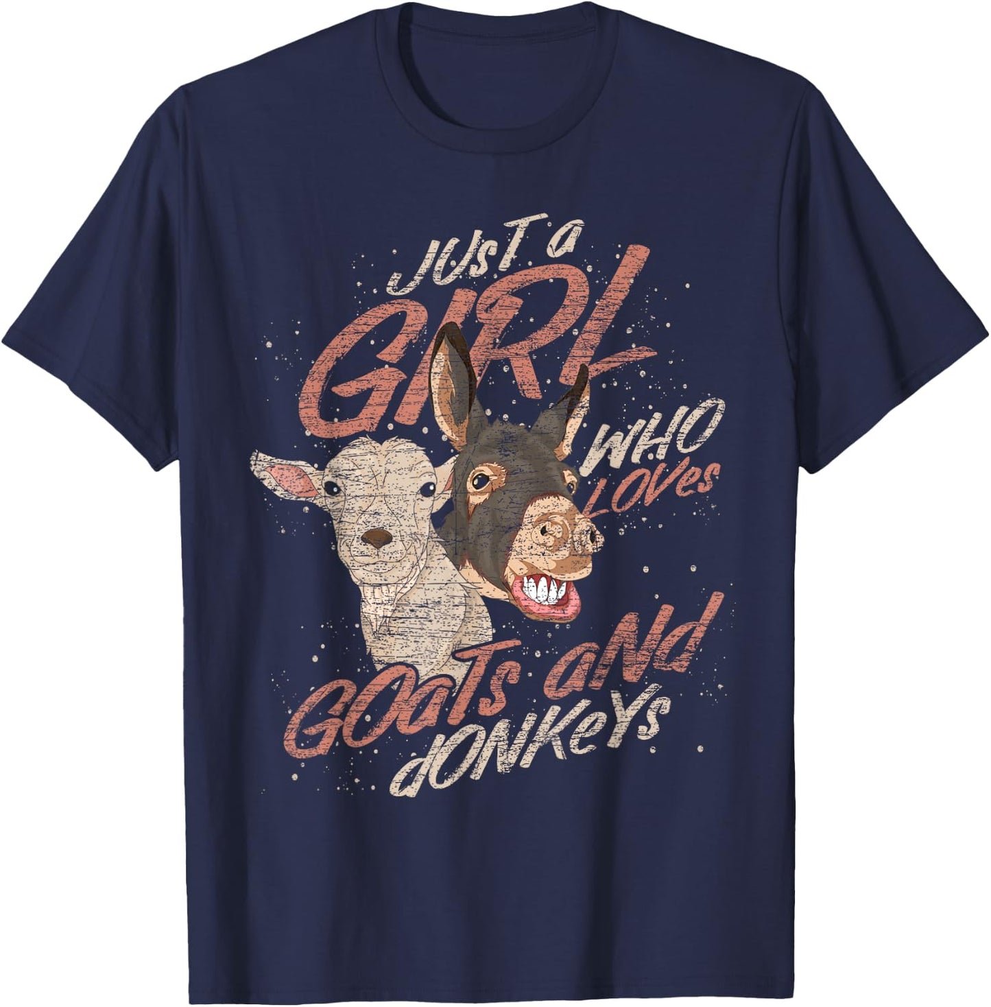 Just A Girl Who Loves Goats And Donkeys Farm Animal Goat T-Shirt - T-Shirt | Navy
