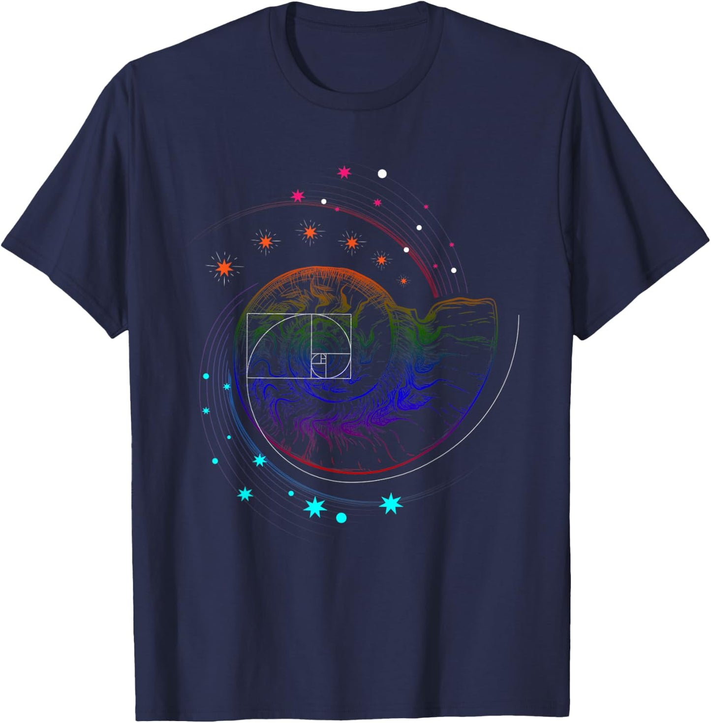 Fibonacci Shell or Golden Ratio and Spiral or Fibonacci T-Shirt - T-Shirt | Navy