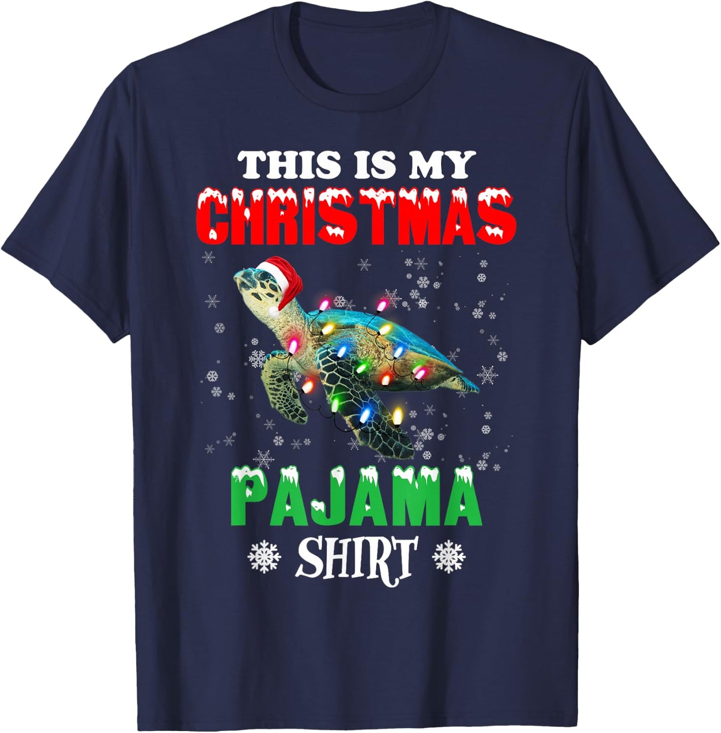 This is My Christmas Pajama Shirt Sea Turtle Christmas T-Shirt - T-Shirt | Navy