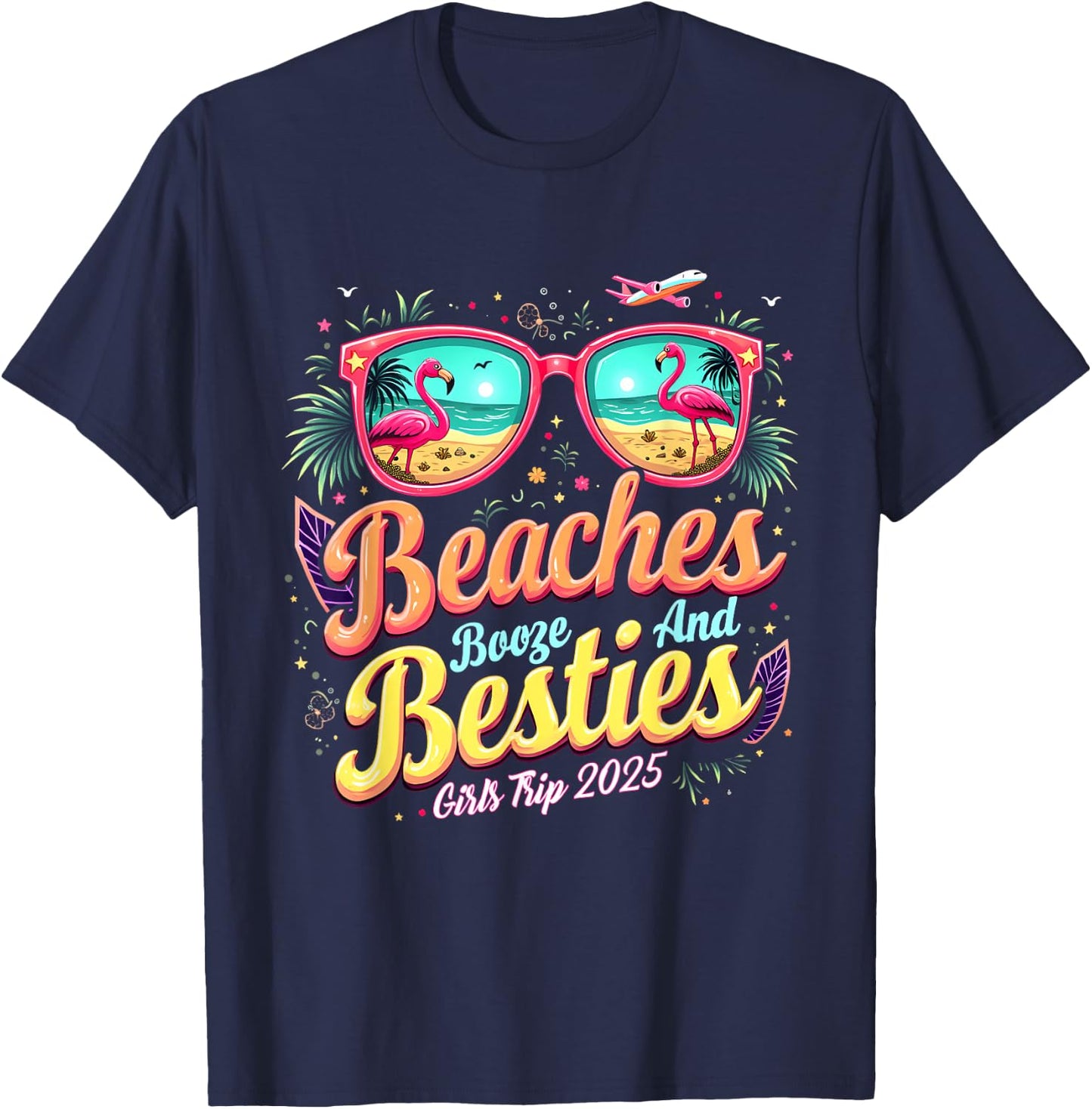 Mexico Trip Beaches Booze Besties Girls Trip Beach Lover T-Shirt - T-Shirt | Navy
