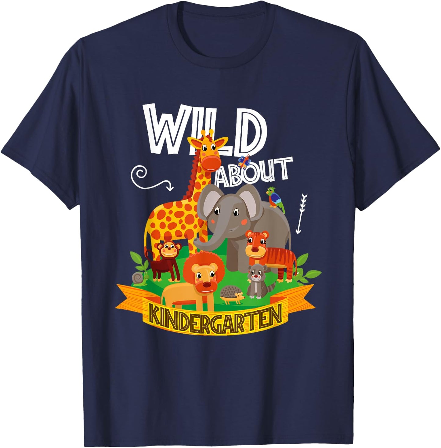 Wild About Kindergarten Funny Preschool Zoo T-Shirt - T-Shirt | Navy