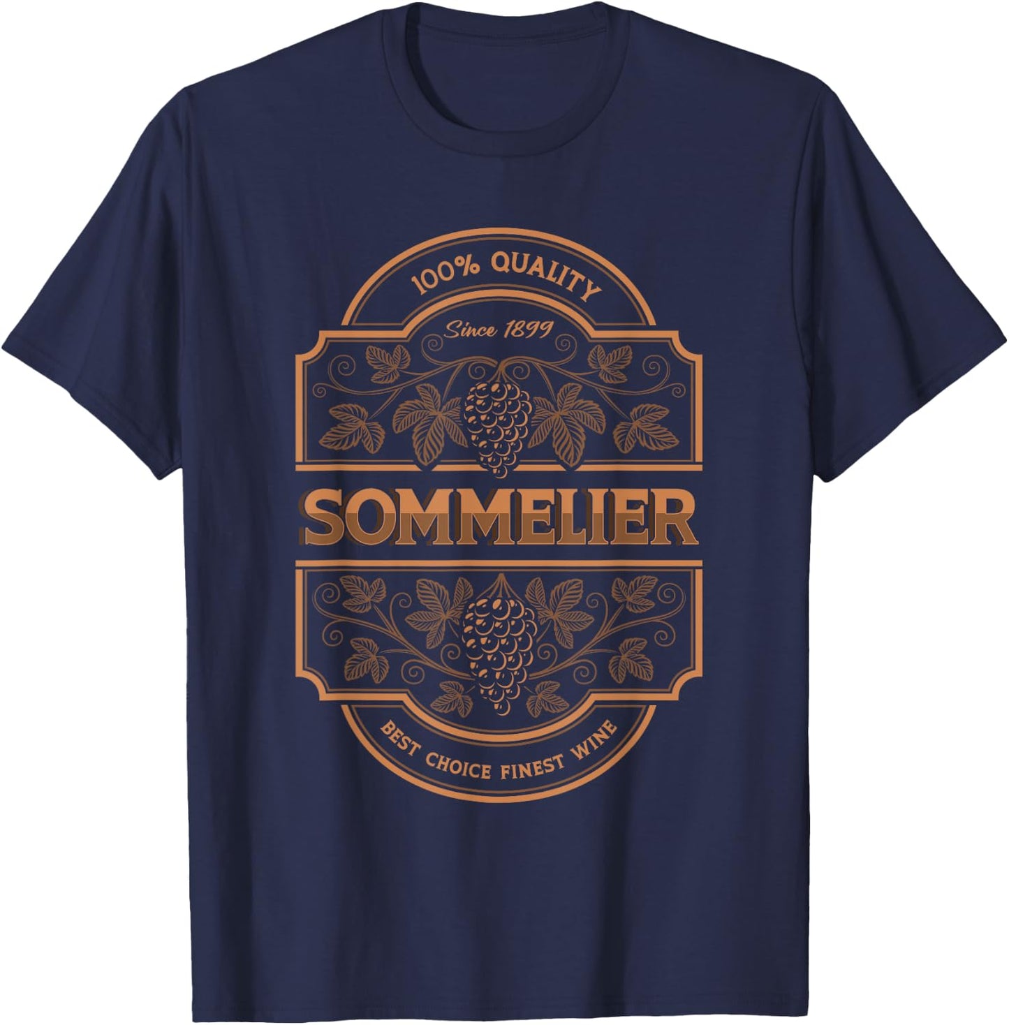 100% Quality Sommelier Winemaker Winery Wine Cellar Tasting T-Shirt - T-Shirt | Navy