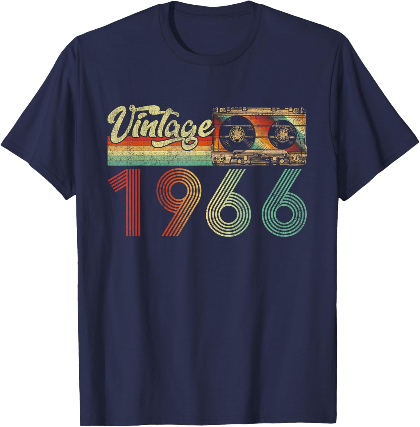 Vintage 1966 Cassette Tape 60th Birthday Gifts 60 Years Old T-Shirt - T-Shirt | Navy