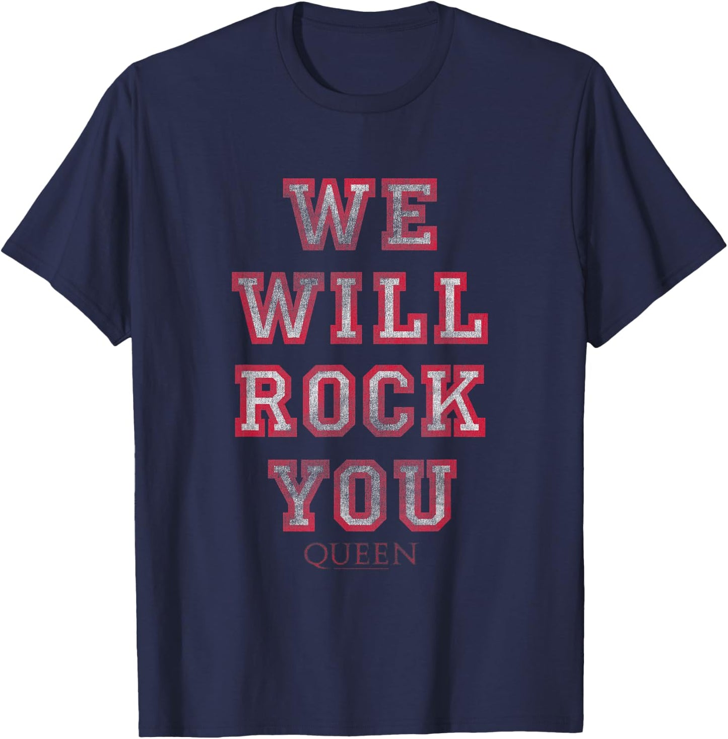 Queen Official We Will Rock You Block Letters T-Shirt - T-Shirt | Navy